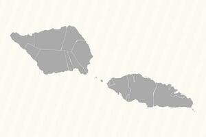 Detailed Map of Samoa With States and Cities vector