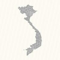 Detailed Map of Vietnam With States and Cities vector