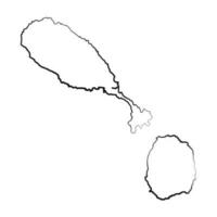 Hand Drawn Lined  Saint Kitts and Nevis Simple Map Drawing vector