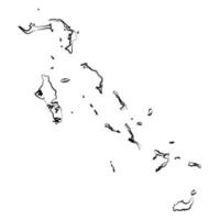 Hand Drawn Lined Bahamas Simple Map Drawing vector
