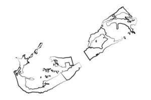 Hand Drawn Lined Bermuda Simple Map Drawing vector