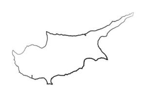 Hand Drawn Lined Cyprus Simple Map Drawing vector