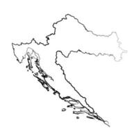 Hand Drawn Lined Croatia Simple Map Drawing vector