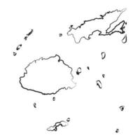 Hand Drawn Lined Fiji Simple Map Drawing vector