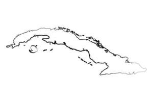 Hand Drawn Lined Cuba Simple Map Drawing vector