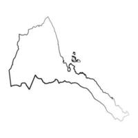 Hand Drawn Lined Eritrea Simple Map Drawing vector