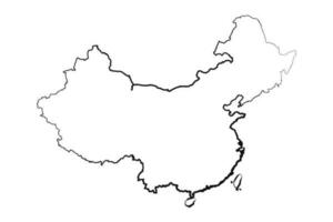 Hand Drawn Lined China Simple Map Drawing vector