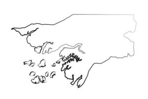 Hand Drawn Lined Guinea Bissau Simple Map Drawing vector