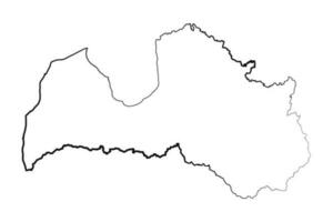 Hand Drawn Lined Latvia Simple Map Drawing vector