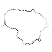 Hand Drawn Lined Lithuania Simple Map Drawing vector