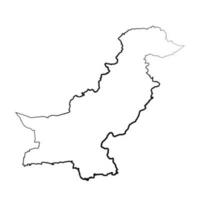 Hand Drawn Lined Pakistan Simple Map Drawing vector