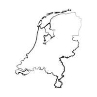 Hand Drawn Lined Netherlands Simple Map Drawing vector