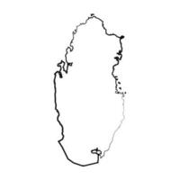 Hand Drawn Lined Qatar Simple Map Drawing vector