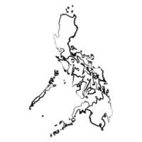 Hand Drawn Lined Philippines Simple Map Drawing vector