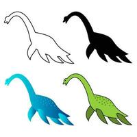 Abstract Flat Elasmosaurus Dinosaur Silhouette Illustration vector