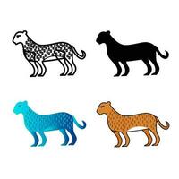 Abstract Flat Cheetah Animal Silhouette Illustration vector