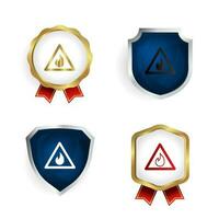 Abstract Flammable Badge and Label Collection vector