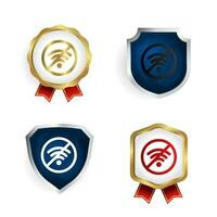 resumen No Wifi Insignia y etiqueta colección vector