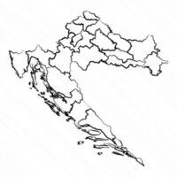 mano dibujado Croacia mapa ilustración vector