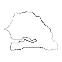 Hand Drawn Lined Senegal Simple Map Drawing vector