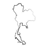 Hand Drawn Lined Thailand Simple Map Drawing vector