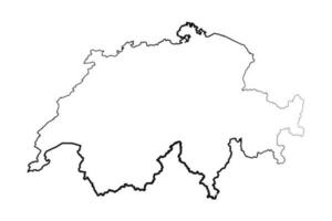 Hand Drawn Lined Switzerland Simple Map Drawing vector