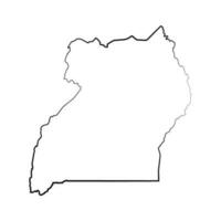 Hand Drawn Lined Uganda Simple Map Drawing vector