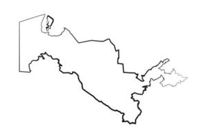 Hand Drawn Lined Uzbekistan Simple Map Drawing vector