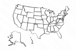 mano dibujado Estados Unidos mapa ilustración vector