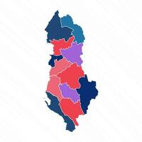 multicolor mapa de Albania con provincias vector