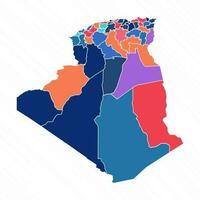 Multicolor Map of Algeria With Provinces vector