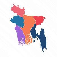 multicolor mapa de Bangladesh con provincias vector