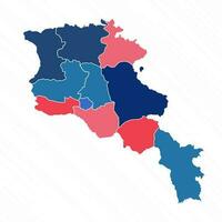 multicolor mapa de Armenia con provincias vector