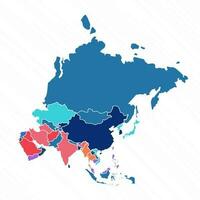 Multicolor Map of Asia With Countries vector