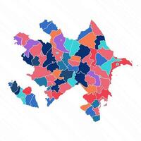 Multicolor Map of Azerbaijan With Provinces vector