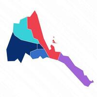 Multicolor Map of Eritrea With Provinces vector