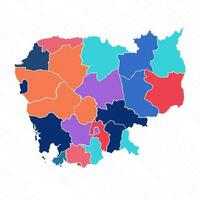 Multicolor Map of Cambodia With Provinces vector