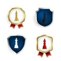 resumen ajedrez Rey Insignia y etiqueta colección vector