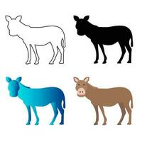 Abstract Flat Donkey Animal Silhouette Illustration vector