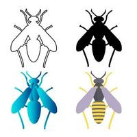 Abstract Flat Wasp Insect Silhouette Illustration vector