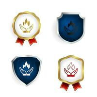 Abstract Fire Insurance Badge and Label Collection vector