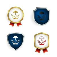 Abstract General Insurance Badge and Label Collection vector