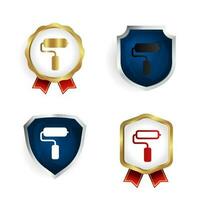 Abstract Paint Roller Badge and Label Collection vector
