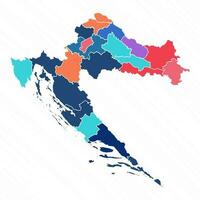 multicolor mapa de Croacia con provincias vector