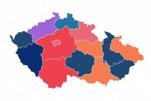 Multicolor Map of Czech Republic With Provinces vector