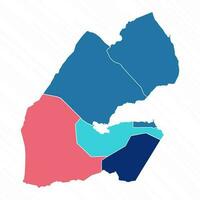 Multicolor Map of Djibouti With Provinces vector