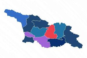 Multicolor Map of Georgia With Provinces vector