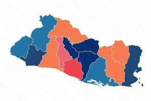 multicolor mapa de el el Salvador con provincias vector