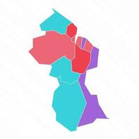 Multicolor Map of Guyana With Provinces vector