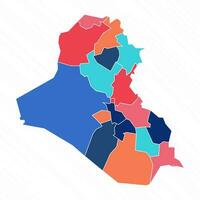 Multicolor Map of Iraq With Provinces vector